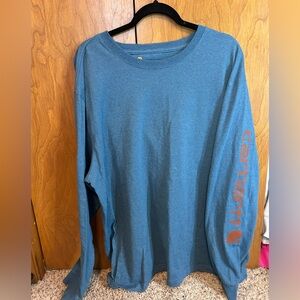 Men’s Carhartt Teal Long Sleeve Shirt with Red Logo